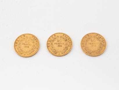 FRANCE
Three 20-franc gold coins.
Napoleon...