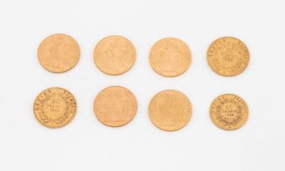 FRANCE
Set of nine gold coins, including...
