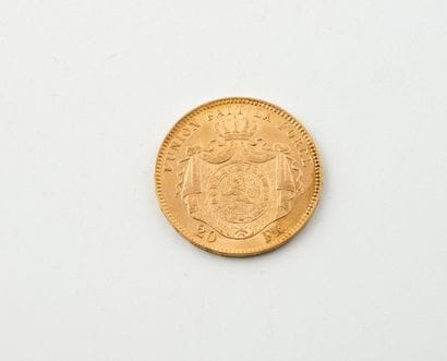 BELGIUM
A 20-franc gold coin.
Leopold II,...