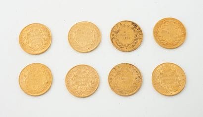 FRANCE
Eight 20-franc gold coins.
Napoleon...