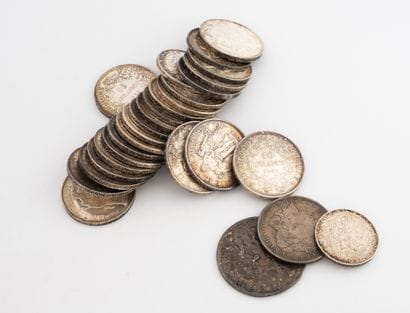 Set of 25 10-franc silver coins, Hercules.
1965,...