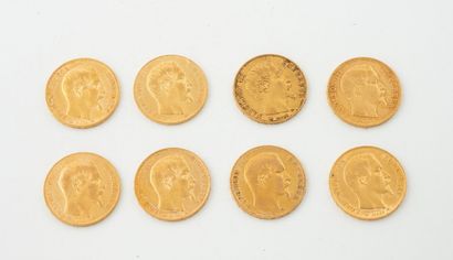 FRANCE
Eight 20-franc gold coins.
Napoleon...