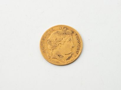 Sealed 10-franc gold coin, French Republic.
1851.
Weight:...