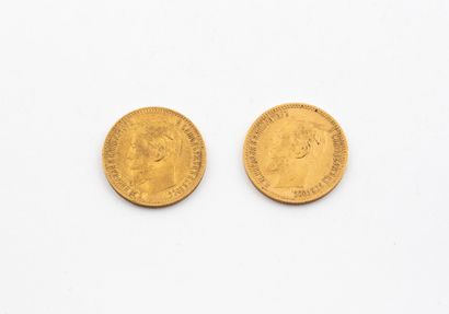 RUSSIA
Two 5-ruble coins.
Nicholas II.
1898...