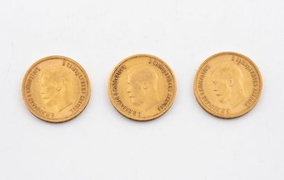 RUSSIA
Three 10-ruble gold coins.
Nicholas...