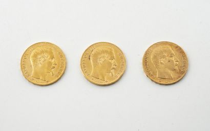 FRANCE
Three 20-franc gold coins.
Napoleon...
