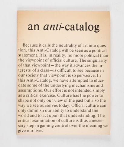 AN ANTI-CATALOG. 
New York, 1977, in-4, ...