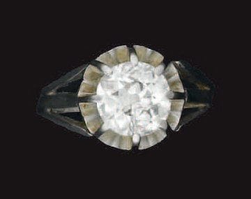 Bague en platine sertie d'un diamant taillé...