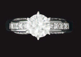 Bague en alliage d'or gris 14 ct ornée d'un...