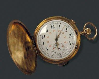 Montre savonnette chronographe à en or jaune...