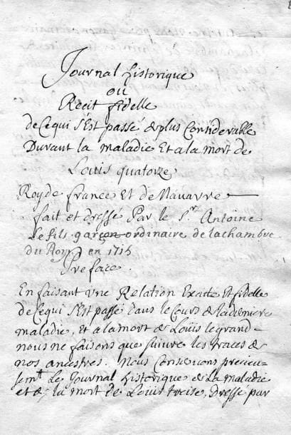 ANTOINE le fils garçon ordinaire de la chambre...