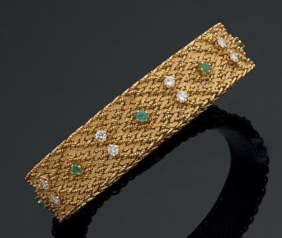 Bracelet ruban en or jaune à motifs de losanges...