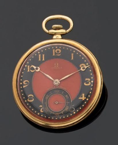 OMEGA
Montre de poche en or jaune. Cadran...