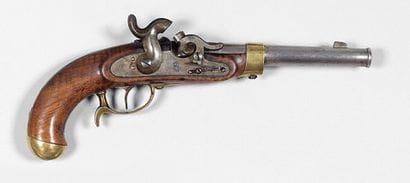 Pistolet d'arçon allemand à percussion. Canon...