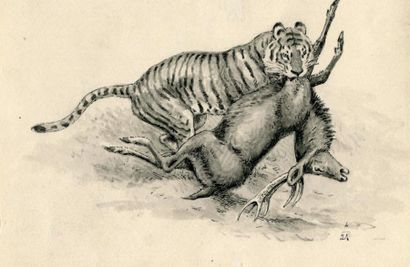 OBERTHÜR (Joseph)
Tigre emportant un cerf...