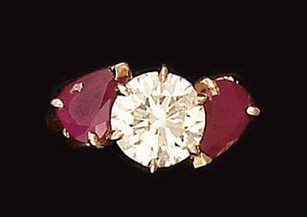 Bague en or jaune, sertie d'un diamant de...