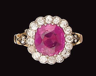 Bague en platine et or jaune, sertie d'un...