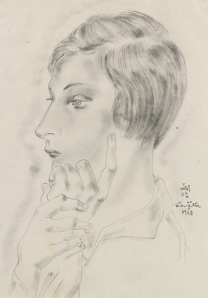 Léonard-Tsuguharu FOUJITA (1886-1968)
Tête...