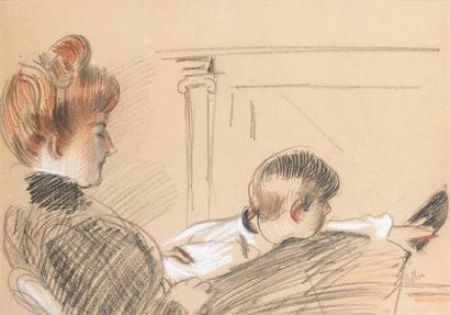 Paul-césar HELLEU (1859-1927)
Femme et enfant....