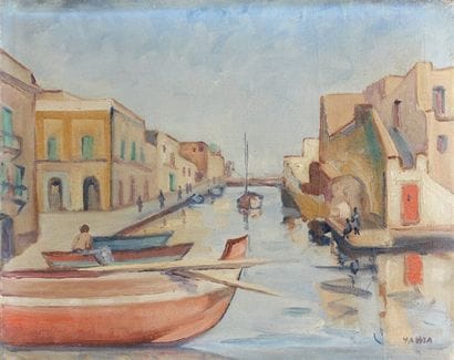 Yahia TURKI (1902-1969)
Bateaux dans un canal...