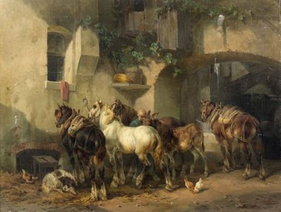 SALVATORE MAZZA (1819-1886)
Quatre chevaux...