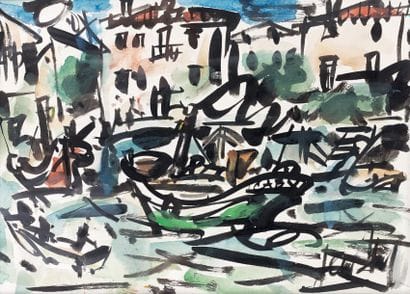 GEN PAUL (1895-1975)
Bateau au port. Aquarelle,...