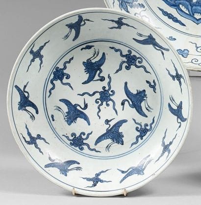 CHINE
Coupe en porcelaine décorée en bleu...