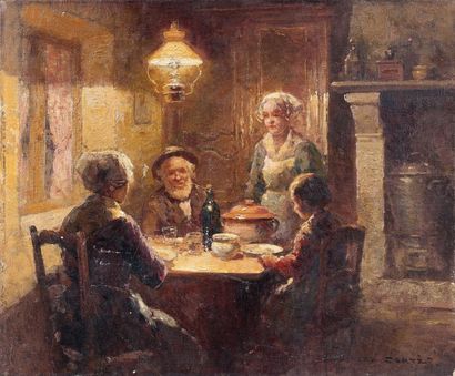 Edouard CORTES (1882-1969)
Le repas du soir,...