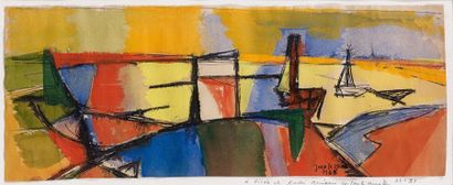 Jean LE MOAL (1909- 2007)
Voiliers en bord...