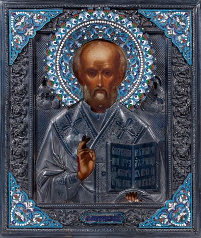 RUSSIE Icône. Saint Nicolas bénissant, en...