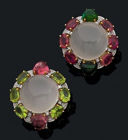Paire de clips de revers deux tons d'or (750)...