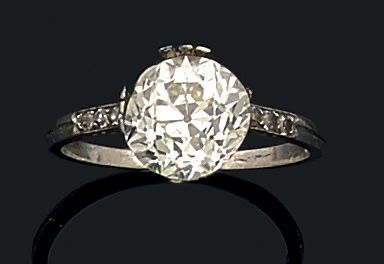 Bague en or gris (750) ornée d'un diamant...
