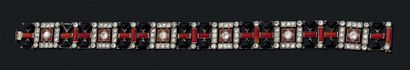 Rare bracelet Art Déco en platine (950) formé...