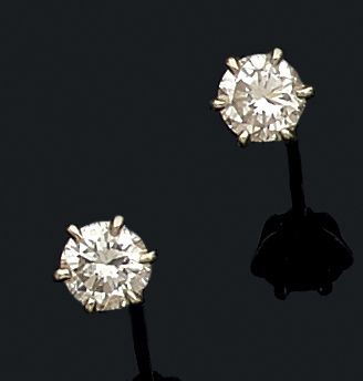 Paire de boutons d'oreilles en or gris (585)...
