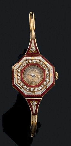 Montre-bracelet de femme en or jaune (585)....