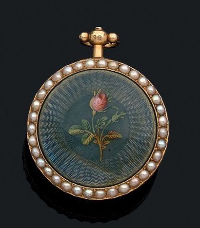 Montre de col en or jaune (750). Couvercle...