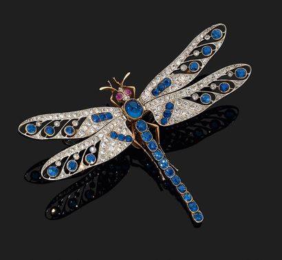 Broche trembleuse en forme de libellule en...
