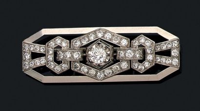 Petite broche plaque en platine (950) poli,...
