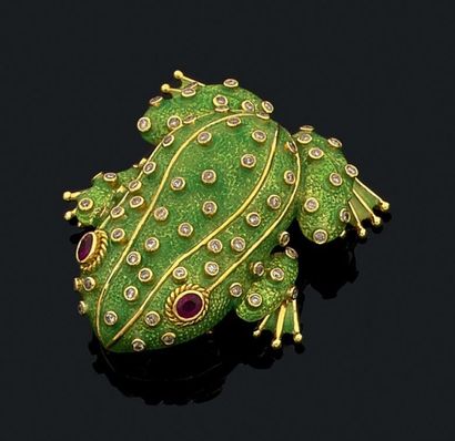 Broche-pendentif en forme de grenouille en...
