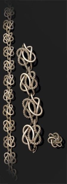 HERMES
Parure en argent (925) formée de filins...