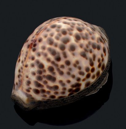 Tabatière formée d'un coquillage porcelaine...
