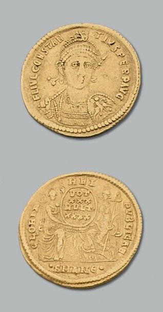 Lot: Solidus: 5 exemplaires: Constance II...