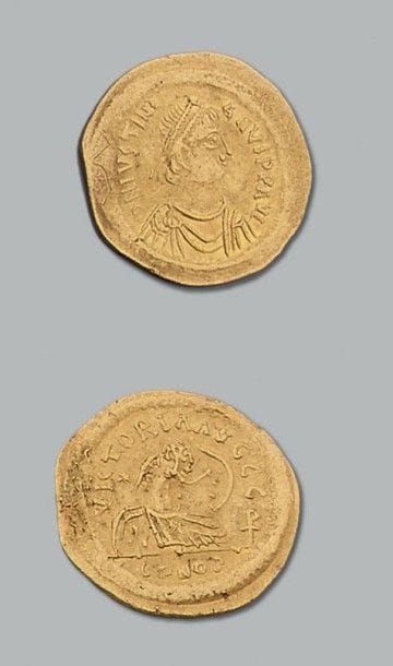Lot: Solidus: 4 exemplaires: Maurice Tibère...