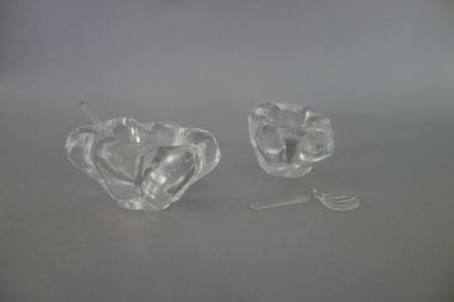 DAUM France
Paire de petits salerons en verre...