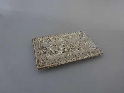 Petit vide-poche rectangulaire en métal argenté,...