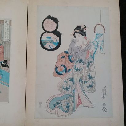 JAPON
Cinq estampes en couleurs représentant...