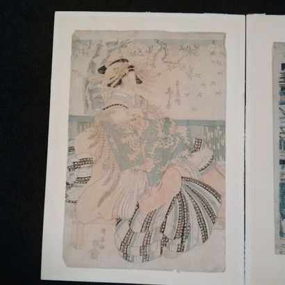 JAPON
Cinq estampes en couleurs représentant...