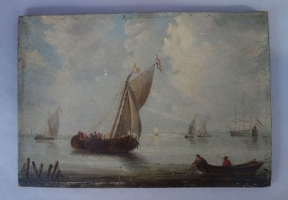 Ecole du XIXème siècle
La pêche.Huile sur...