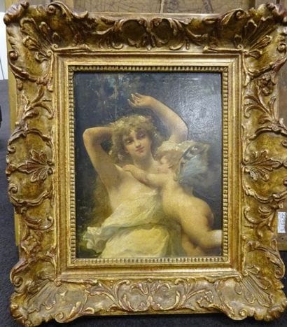 Attribué à Louis PRIOU (1845-?)
Cupidon et...