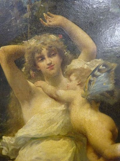 Attribué à Louis PRIOU (1845-?)
Cupidon et...